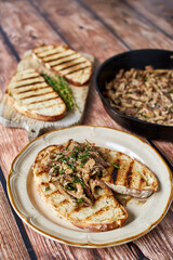 sautéed mushrooms on grilled bread