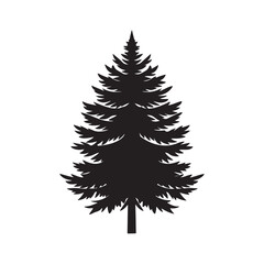 Obraz premium pine tree silhouette vector, black and white silhouette, vector and illustration isolated on white background, black and white