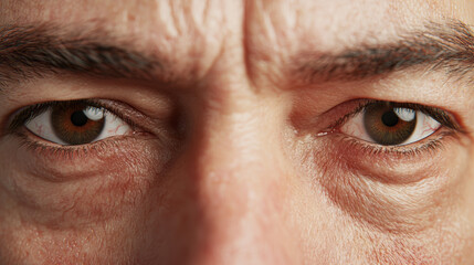 A close-up of a man's expressive eyes, showcasing intense emotions and detailed features, highlighting the intricacies of human expression.