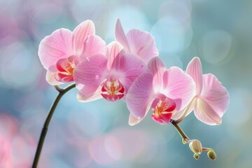 Pink moth orchids blooming on a soft background