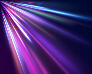 City road car light trails motion background. Electric car and city concept Hitech communication concept innovation background. Expressway, car headlight effect. Speed connection vector background.