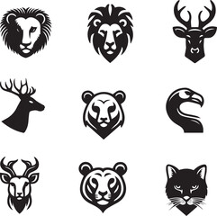 set of animals head icons