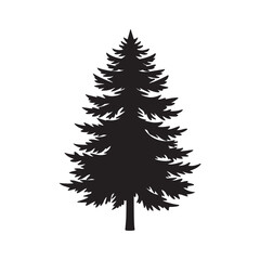 pine tree silhouette vector, black and white silhouette, vector and illustration isolated on white background, black and white