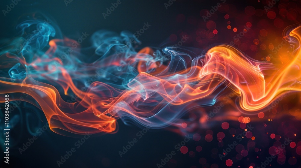 Poster a vibrant swirl of colorful smoke and light creating an abstract, dynamic visual effect.