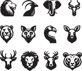 Animal head set illustration 