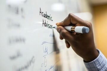 Hand Writing on Whiteboard - Academic Advisor Meeting