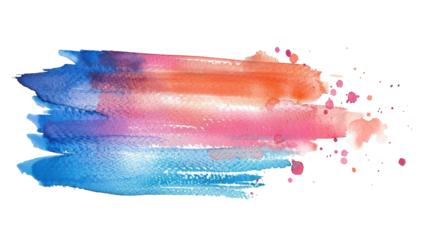 Colorful watercolor strokes blending shades of blue, orange, and pink make an eye-catching design for artistic projects and backgrounds.