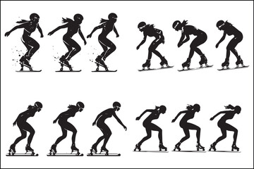 "Dynamic Speed Skating Silhouette Logo in Black and White"