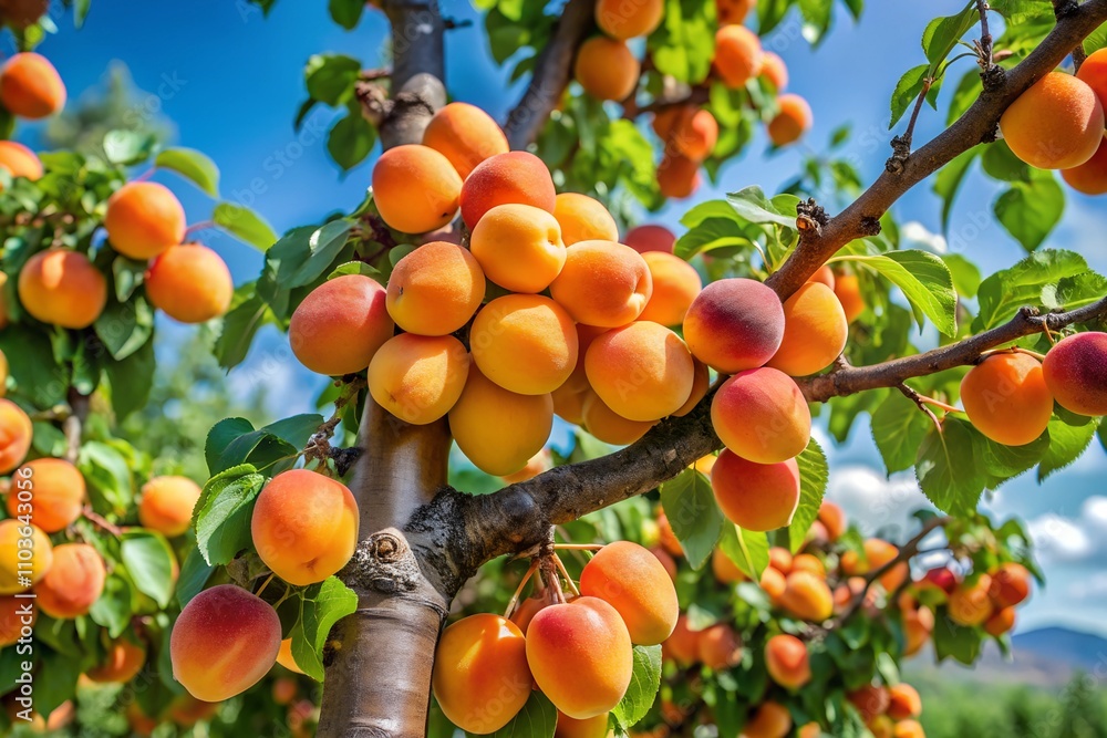 Wall mural apricots on a tree