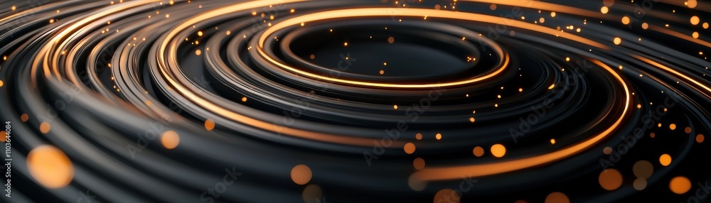 Poster a mesmerizing swirl of dark lines and glowing particles, creating a dynamic, abstract visual effect 
