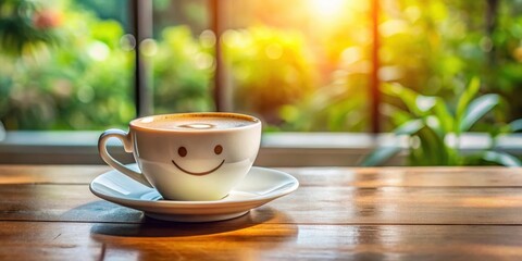 Obraz premium Happy Tuesday scene with a coffee cup on a table, coffee, morning, happy, Tuesday, beverage, drink, relaxation, workspace, office