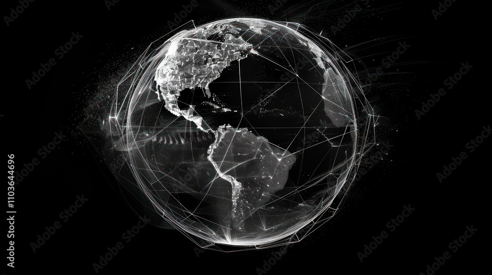 Aufkleber a digital representation of a globe with interconnected lines, symbolizing global connectivity.