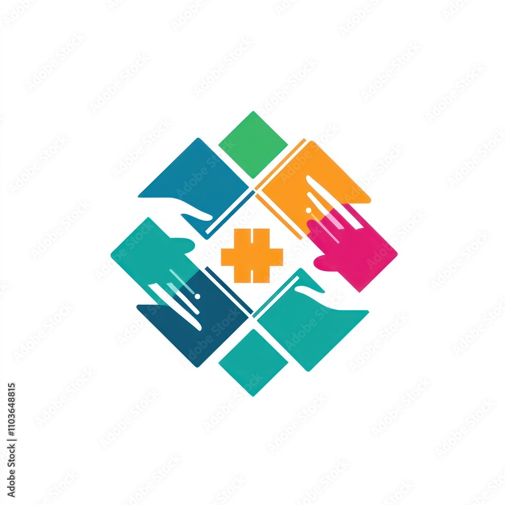 Poster here's a possible and keyword list for your image.. colorful hands sharing books, puzzle piece cente