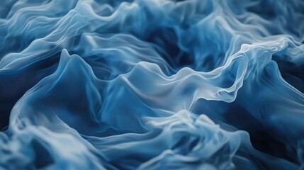 Obraz premium Flowing abstract waves in light and dark blue hues create a serene underwater effect, showcasing smooth textures and dynamic movement.