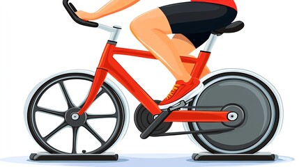 Fototapeta premium a 2D cartoon illustration of a person using a foam roller to stretch muscles, relaxed and focused, white background--ar 16:9