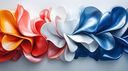 Fototapeta premium Abstract landscape of flowing lines and shapes, celebrating Veterans Day with patriotic colors and a sense of strength