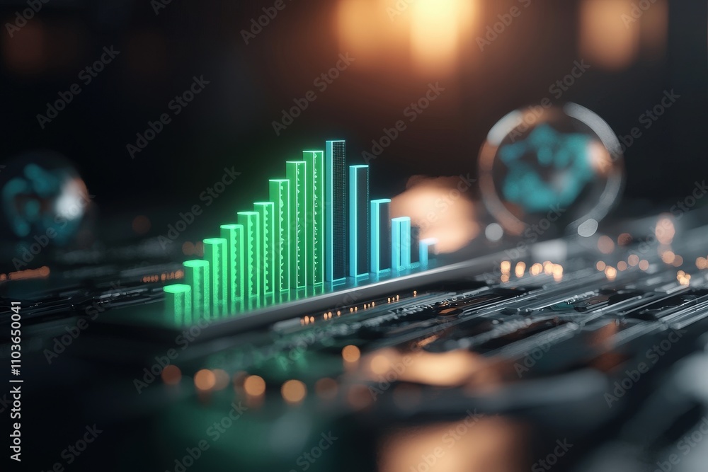 Aufkleber modern digital financial graph displaying growth with neon colors against abstract background repres
