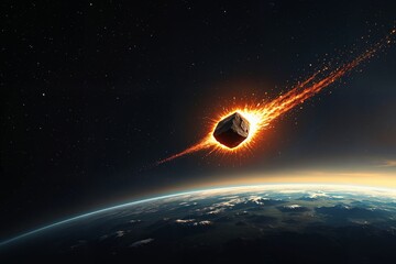Meteorit stürzt auf die Erde.