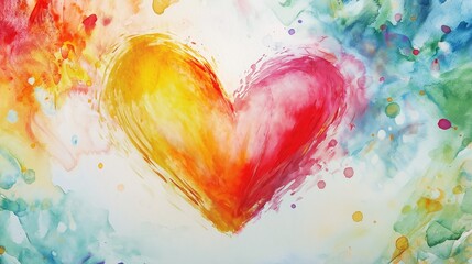 Colorful Heart Splashing in Watercolor