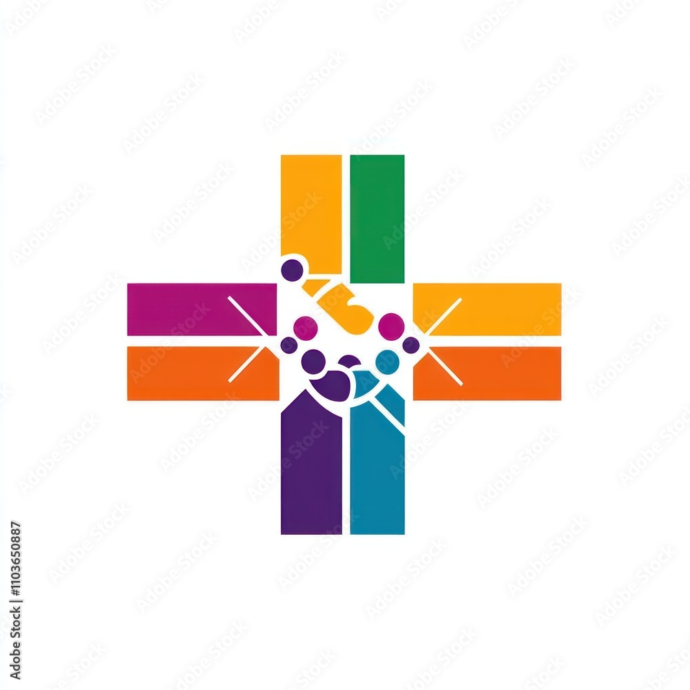Poster here's a possible and keyword list for your image... colorful abstract medical cross symbolizing con