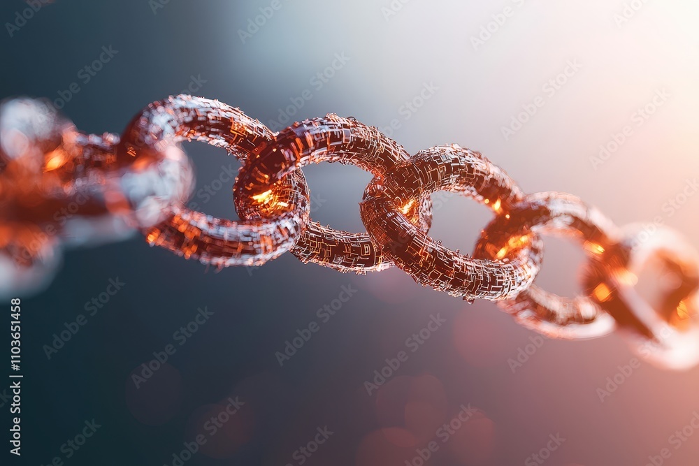 Poster abstract digital chain illustration representing connectivity and security in modern technology with