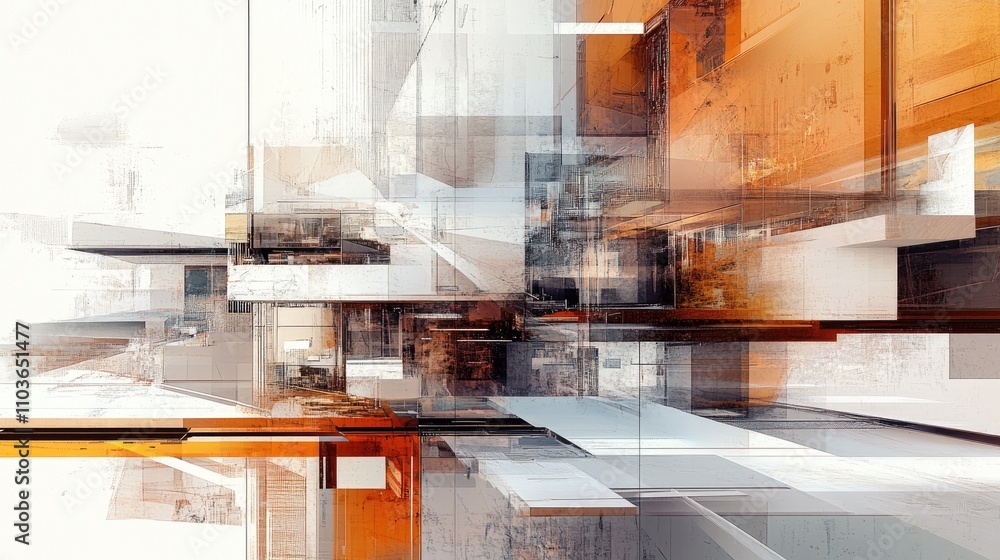 Poster geometric digital deconstruction of business intelligence concepts with abstract structures and laye