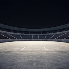 Fototapeta premium Empty Stadium at Night Concrete Architecture Sports Venue Dark Mood