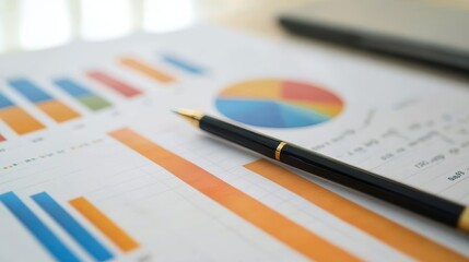 Financial reporting and business planning strategies. Growth charts and investment analysis. Financial marketing charts and stock market profit charts.