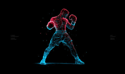 Obraz premium Boxer low poly technology background with abstract polygonal digital design