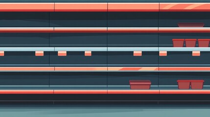 Empty supermarket shelves highlight consumer behavior changes due to stay-at-home orders, showcasing scarcity and its impact on daily life.