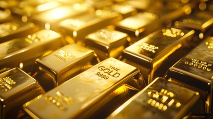 Stacked gold bars representing the abundance of wealth finance and prosperity  A symbolism of economic success lucrative investment and financial security