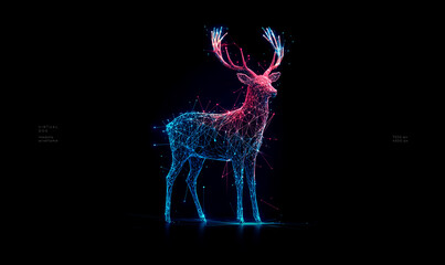 Deer low poly technology background with abstract polygonal digital design