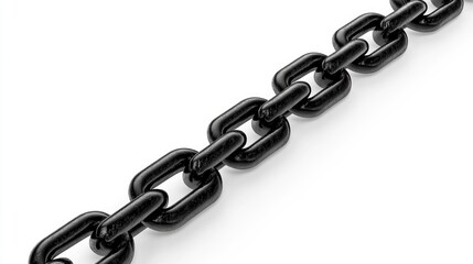 Obraz premium Diagonal black chain link illustrating the concept of blockchain technology with smooth, shiny links on a white background.