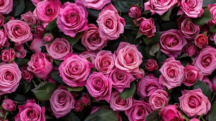 Obraz premium Pink Rose Border Background - a delicate and elegant visual. The pink roses create a charming frame, adding a romantic and sophisticated touch to the design.