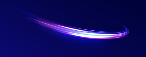 Racing cars dynamic flash effects city road with long exposure. Horizontal speed lines connection vector background. Futuristic dynamic motion technology blue glowing lines air flow effect. 