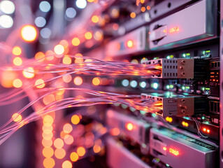 Ai generated technology event data center digital infrastructure modern environment close-up view networking concept