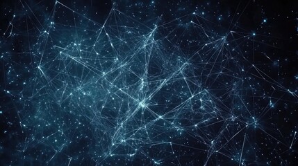 Innovative Visualization of Secure Federated Learning Network with Interconnected Data Nodes and Glowing Connections in a Dark Space