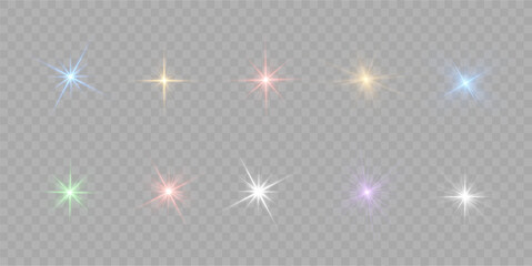 Transparent sunlight special lens flash light effect. Sun light with glare. Flash png. Vector illustration for perfect effect with sparkles. Sun rays png.