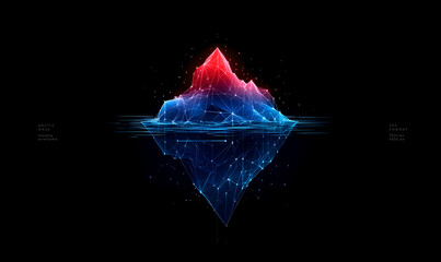Iceberg low poly technology background with modern digital style