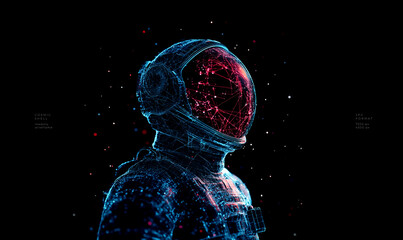 Astronaut low poly technology background with modern digital art design