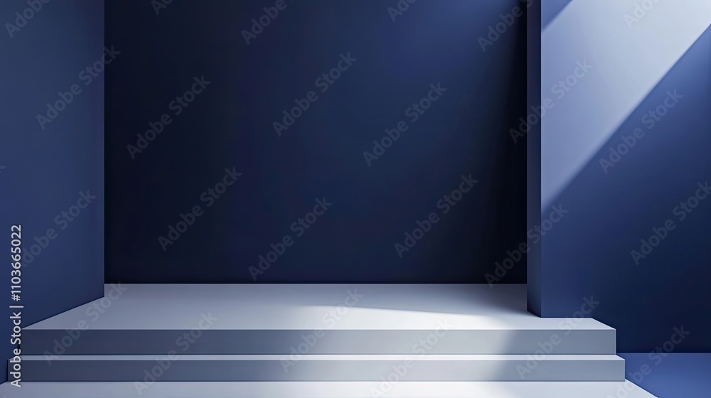Poster minimalist studio setup with two tiered platform