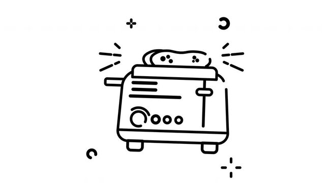 Animation toaster icon. Motion graphic animation cooking themed