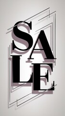 Big black sale word with lines creating shadows on white background