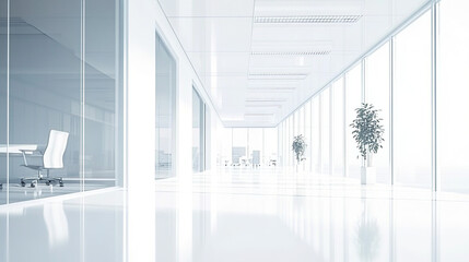 Obraz premium Clean office space with white walls and floors.