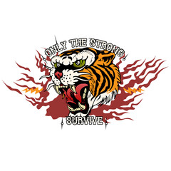 Tigre Tattoo old school style tatouage only the strong survive