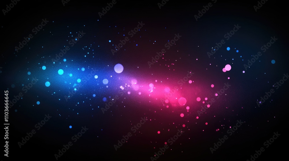 Poster colorful abstract light rays in blue and pink hues with soft bokeh effects shining against a dark ba
