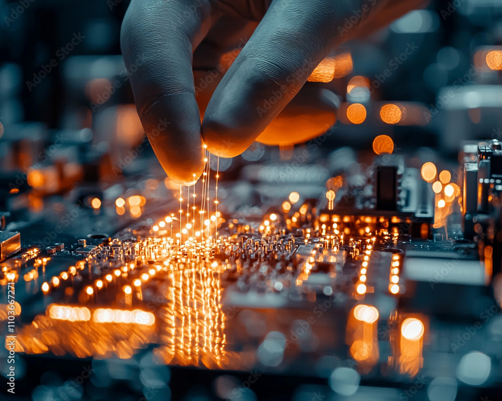 Aufkleber ai generated circuit manipulation high-tech workshop digital art industrial environment close-up vie