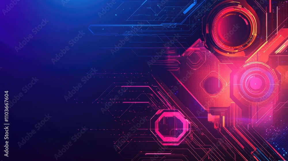 Poster futuristic background featuring vibrant geometric shapes and network lines, emphasizing themes of da