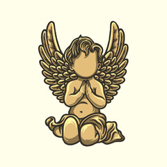 Baby angel praying vector drawing