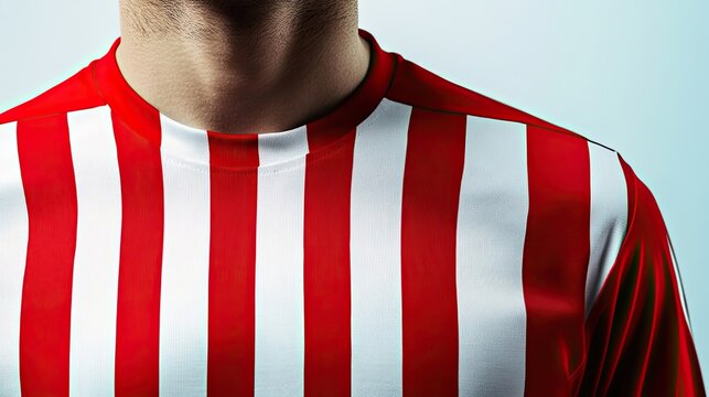 Red and white striped athletic jersey closeup - Powered by Adobe